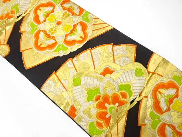 アンティーク　桧扇に笠松・華紋織り出し袋帯（材料）